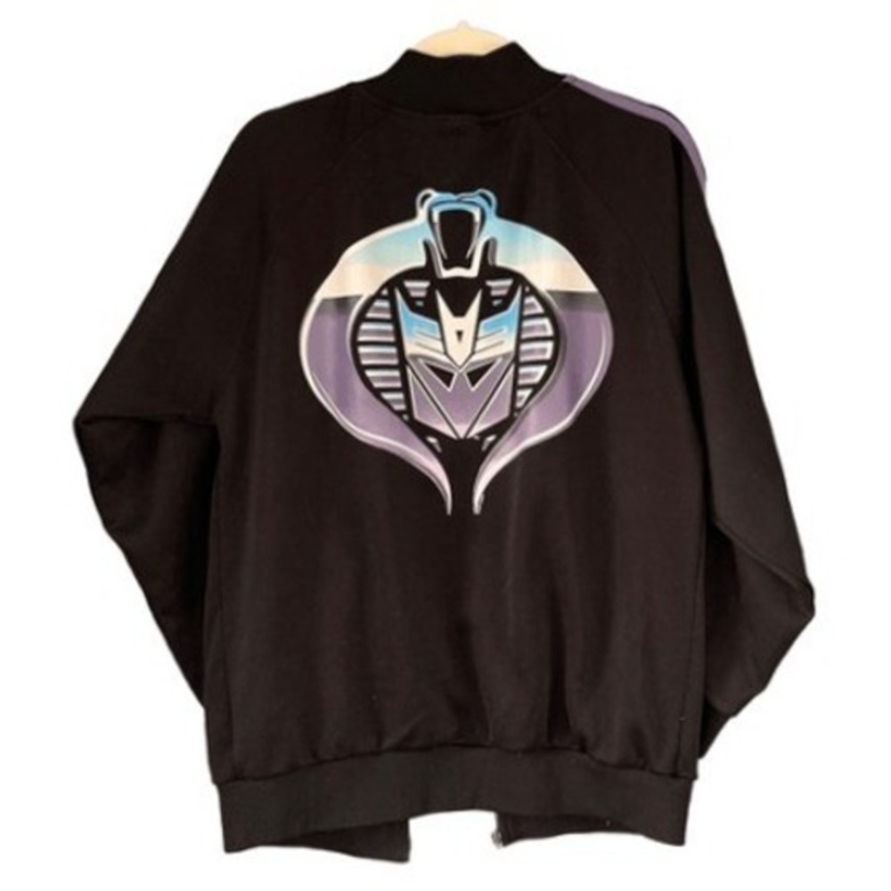 T9‎ Transformers Track Jacket Decepticon Logo Zip Up Y2K Vintage Black Purple S